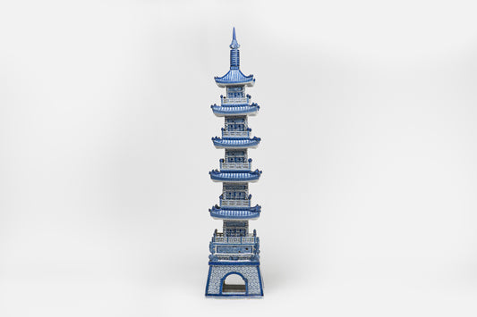 五重塔(縦1600×横350mm) 染付